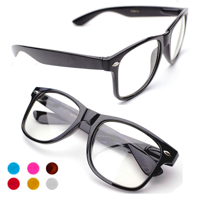 6 Pairs Assorted Retro Sunglasses Clear Lens Fashion Glasses Nerd Colors Unisex