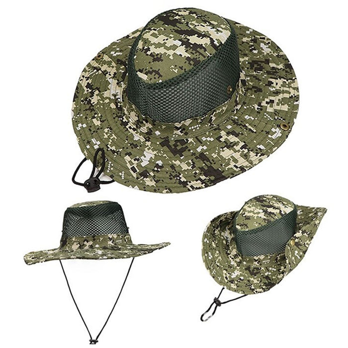 4 Pc Military Bucket Boonie Hat Digital Camo Army Cap Outdoor Hunting Snap Brim