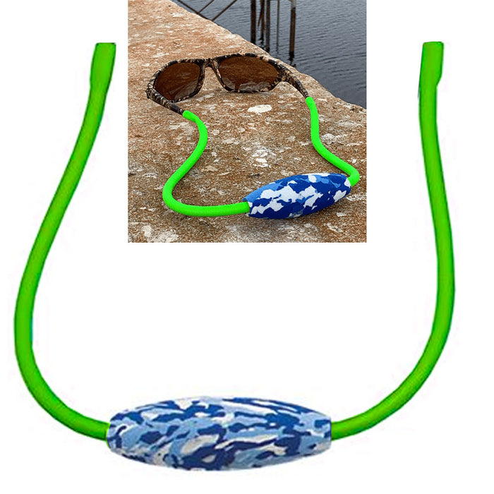 1 Neckz Neon Eyewear Sunglasses Retainer Holder w/ Blue Camo Floater Neck Strap