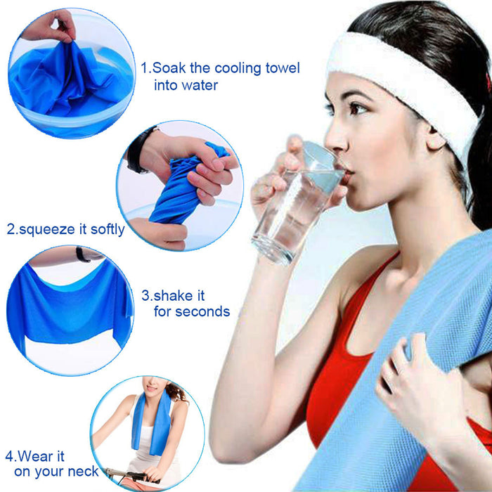 6 Pc Outdoor Instant Ice Cooling Towel Sports Workout Fitness Gym Yoga Pilates