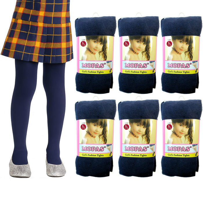 6 Pair Girls Tights Footed Dance Stockings Pantyhose Ballet L Size 7-10 Navy