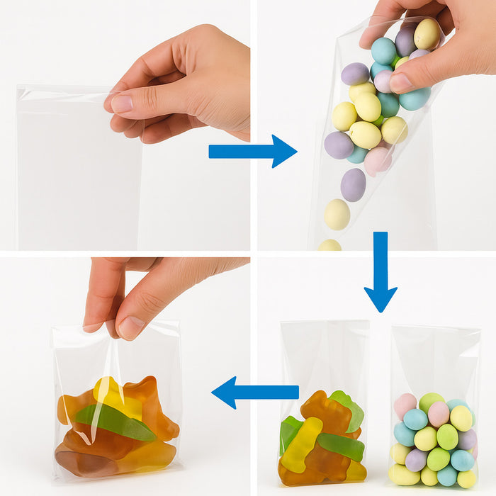 200 X Clear Poly Bags Candy Treat Baggies Loot Party Favor Snack Storage 3"X5.5"