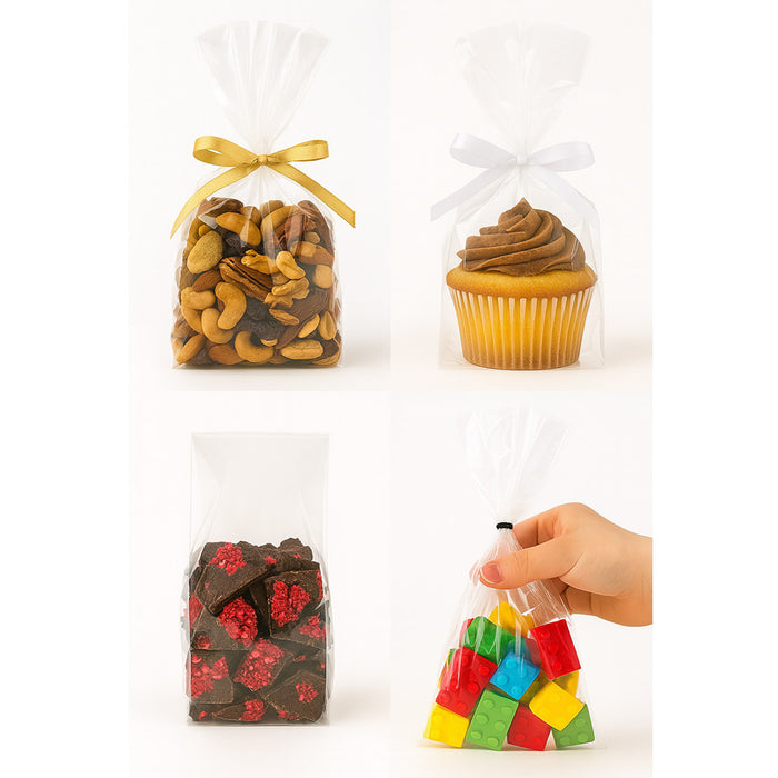 100 Pc Clear Cello Treat Bags Poly Baggies Candy Gift Loot Favor 1.5 mil 3"X5.5"