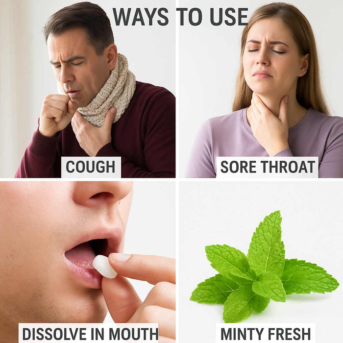 60 Ct Cough Suppressant Drops Menthol Flavor Oral Sooth Sore Throat Pain Relief