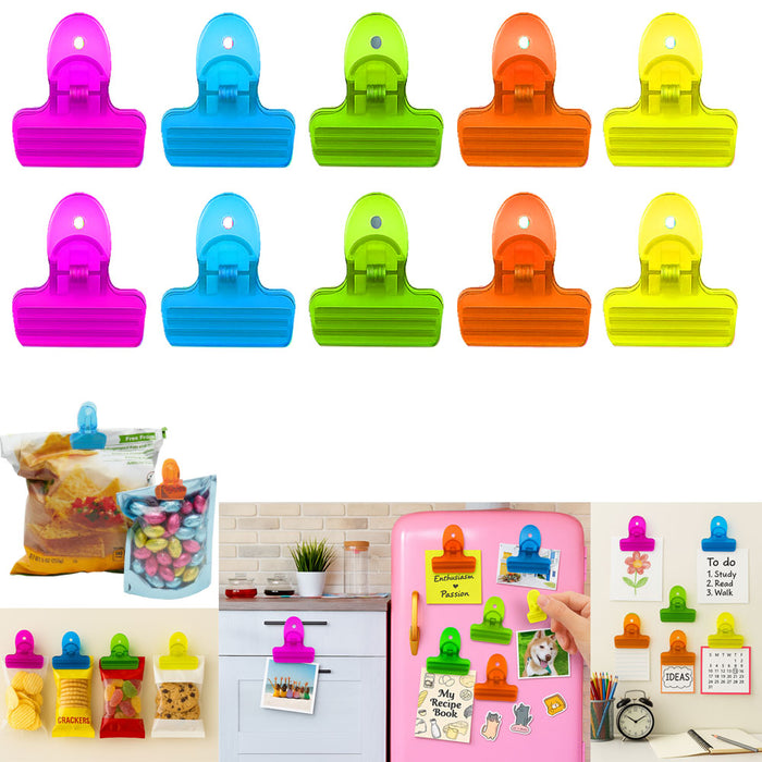 10 Pc Magnetic Clips Chip Seal Snack Food Storage Bag Clamps Multi Purpose Craft