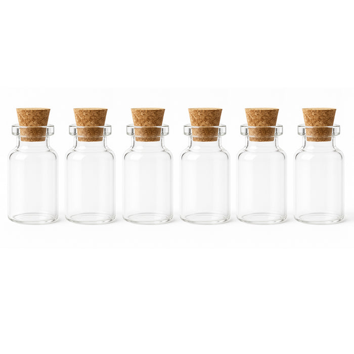 6PC Mini Glass Jars Cork Lids Storage Containers Crafts Wedding Favors Sand Jar