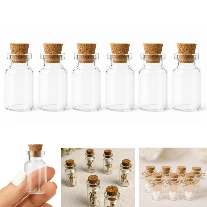 6PC Mini Glass Jars Cork Lids Storage Containers Crafts Wedding Favors Sand Jar