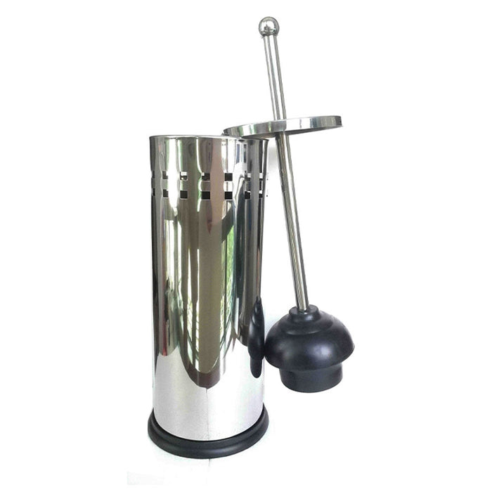 1 Toilet Plunger with Holder Heavy Duty Durable Unclog Bathroom Cleaner Chrome