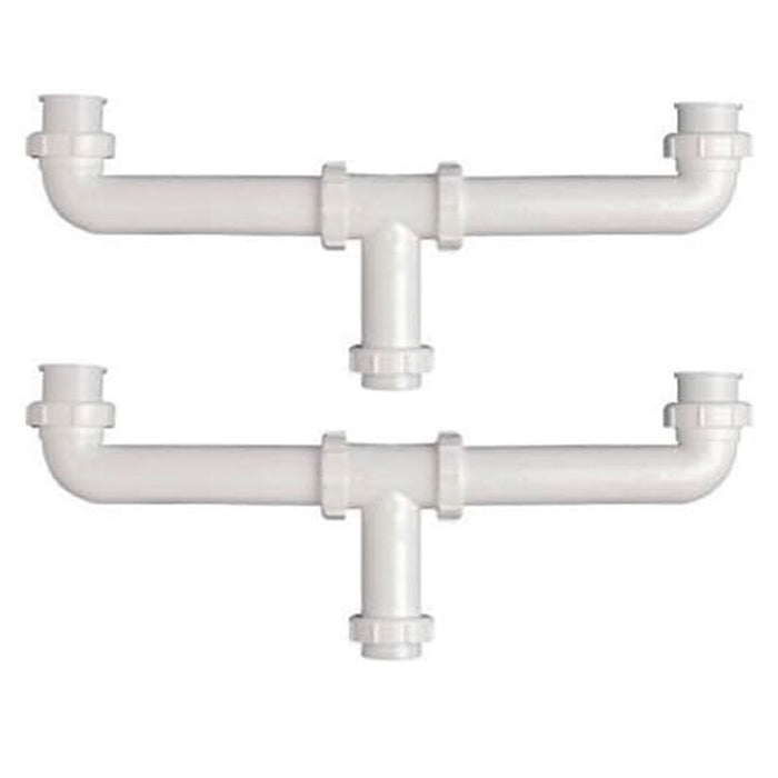 2 Pk Sink Drain Center White Polypro 1.5" Slip-Joint Outlet Anti Clog Waste 16"L