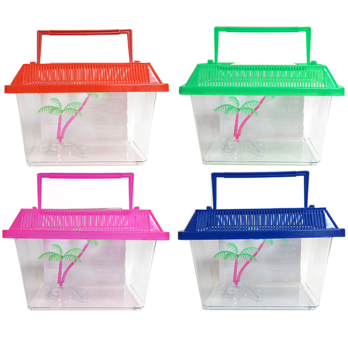 Aquarium Starter Kit Fish Tank 0.3 Gallon Carrier Reptile Turtle Frog Terrarium