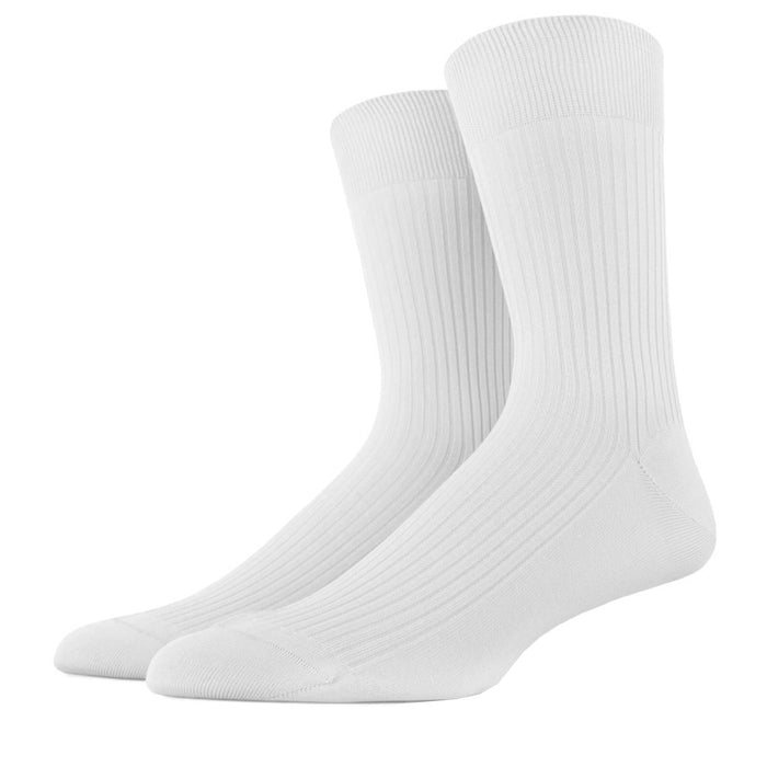 12 Pairs Men Dress Socks Thin Soft Ribbed Fashion White Cotton Casual Size 10-13