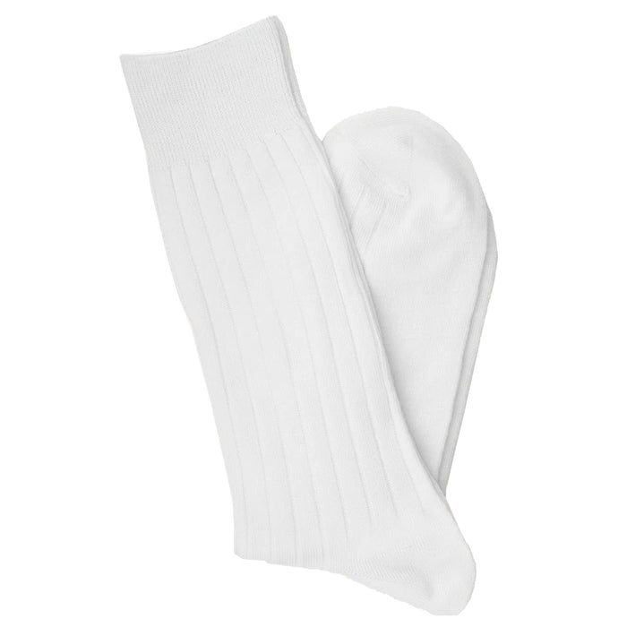 6 Pairs Mens Ribbed Dress Socks Fashion Casual White Thin Soft Cotton Size 10-13