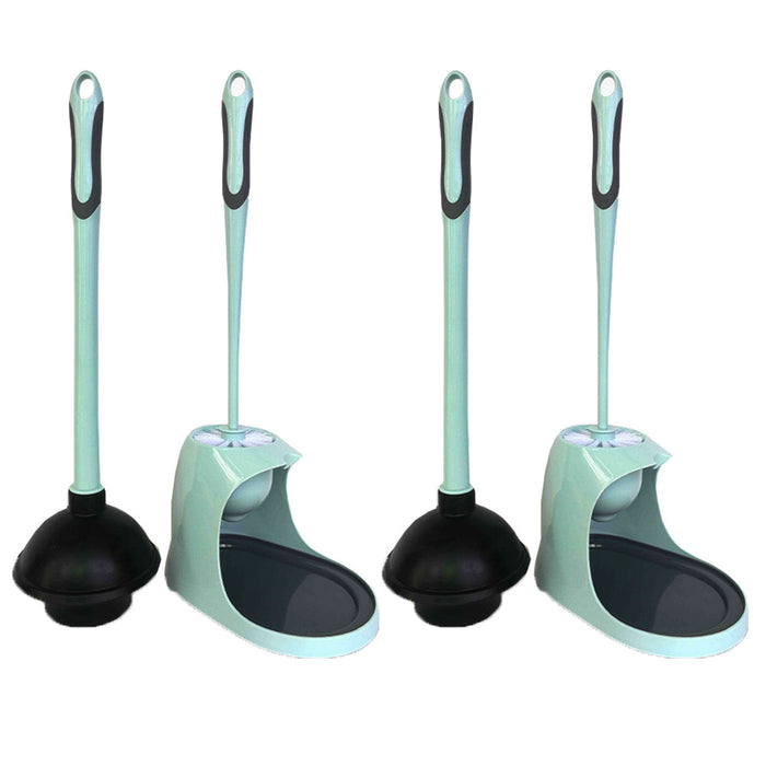 2 Sets Toilet Cleaner Turbo Plunger W/ Bowl Brush Caddy Unclog Bathroom Holder