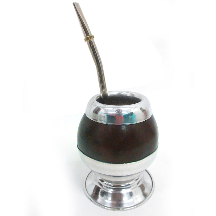 SHINE WITH THIS CLASSIC ARGENTINA MATE GOURD CUP WITH STAND BOMBILLA KIT NEW 6260