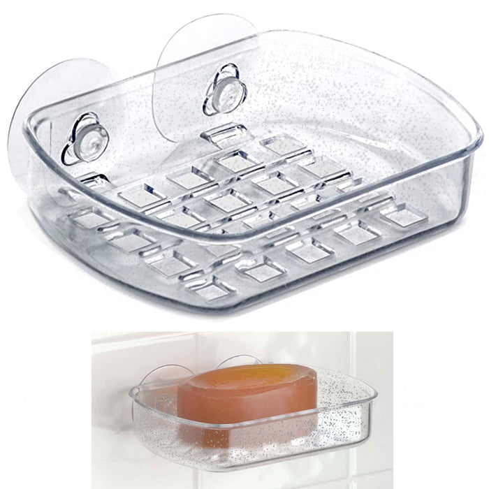 Soap Dish Suction Wall Holder Bathroom Shower Cup Sponge Dish Basket Tray Drain