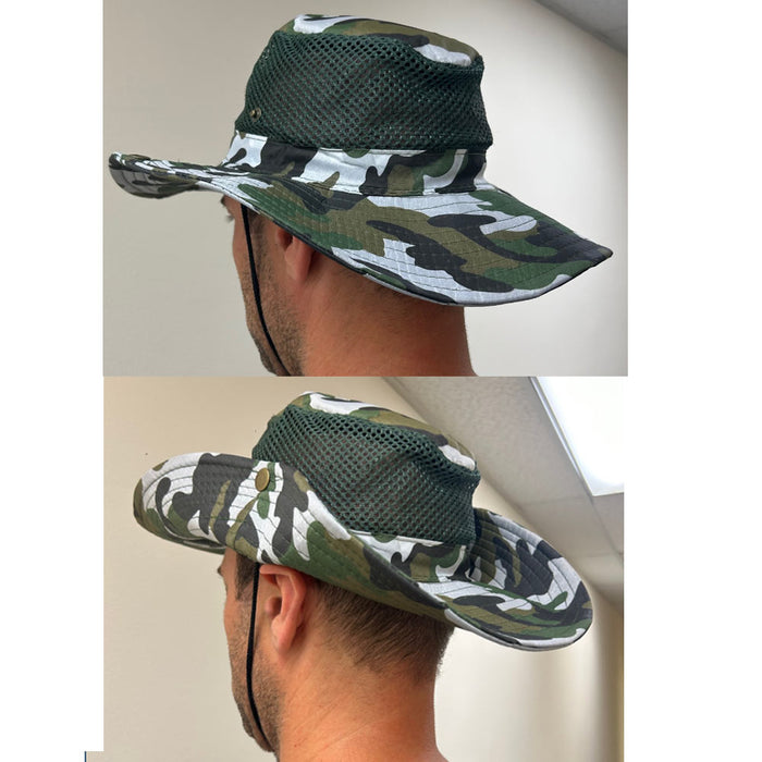 4 Pc Outdoor Boonie Bucket Hat Army Military Camo Fishing Hunting Snap Brim Mesh
