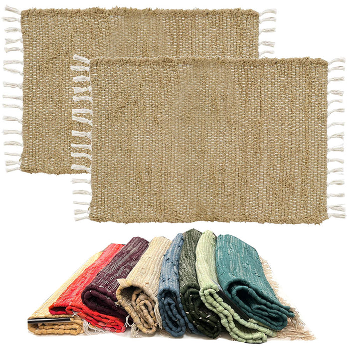 2 Pc Indian Chindi Area Rug Woven Cotton Mat Floor Bohemian Home Decor 20"X32"
