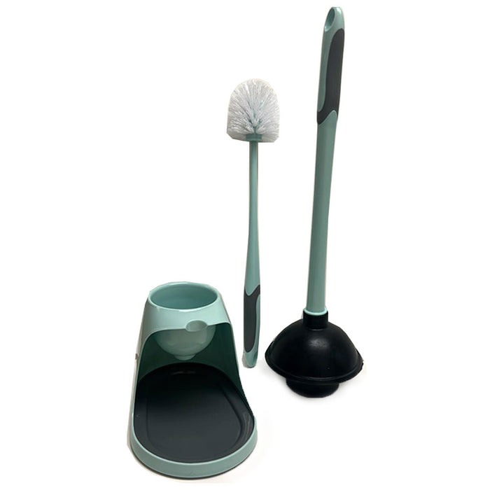2 Sets Toilet Cleaner Turbo Plunger W/ Bowl Brush Caddy Unclog Bathroom Holder