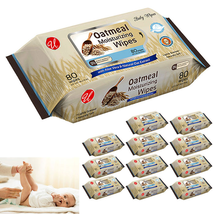 960ct Moisturizing Wipes Hypoallergenic Cleansing Oatmeal Oat Extract Aloe Cloth