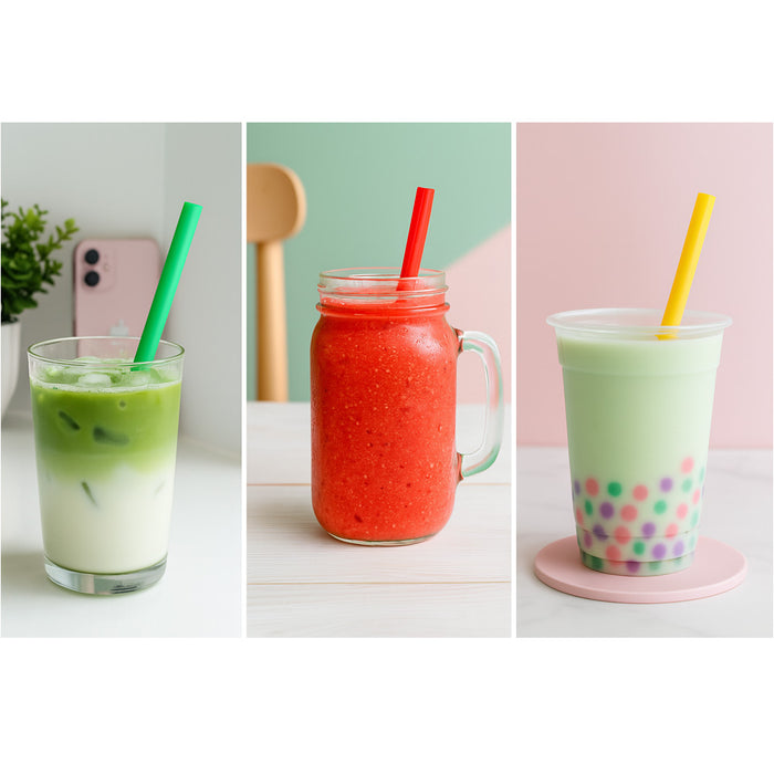 100 Extra Wide Jumbo Straws Boba Bubble Tea Drinking Milkshake Smoothie Slushy