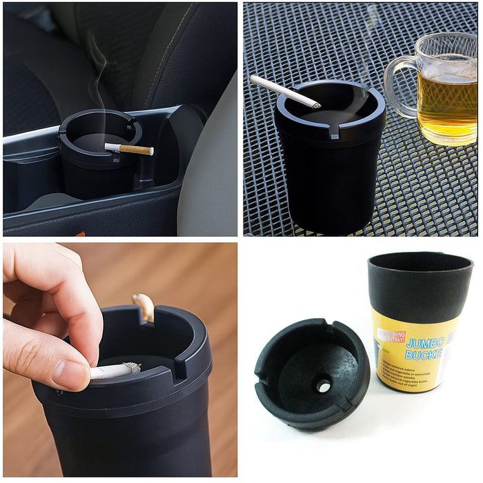 1 Butt Bucket Smokeless Ashtray Travel Auto Cigarette Odor Extinguishing Black