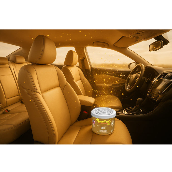 2 Paradise Organic Air Freshener Gold Scent Fiber Can Home Fragrance Car Aroma