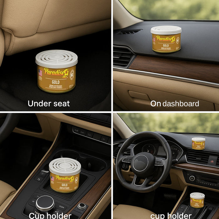 1 Paradise Organic Air Freshener Gold Scent Fiber Can Home Fragrance Car Aroma