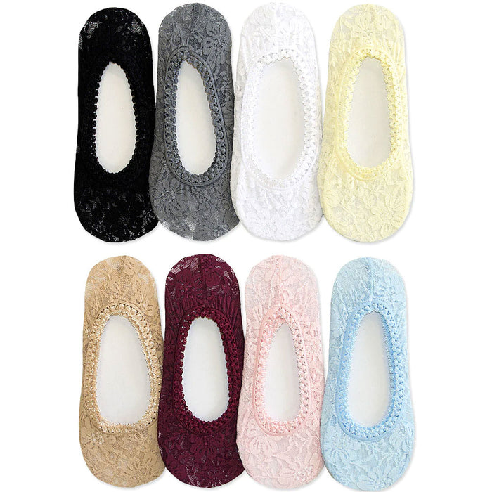 2 Pairs Womens Lace No Show Socks Foot Boat Liner Thin Low Cut Casual Color 9-11