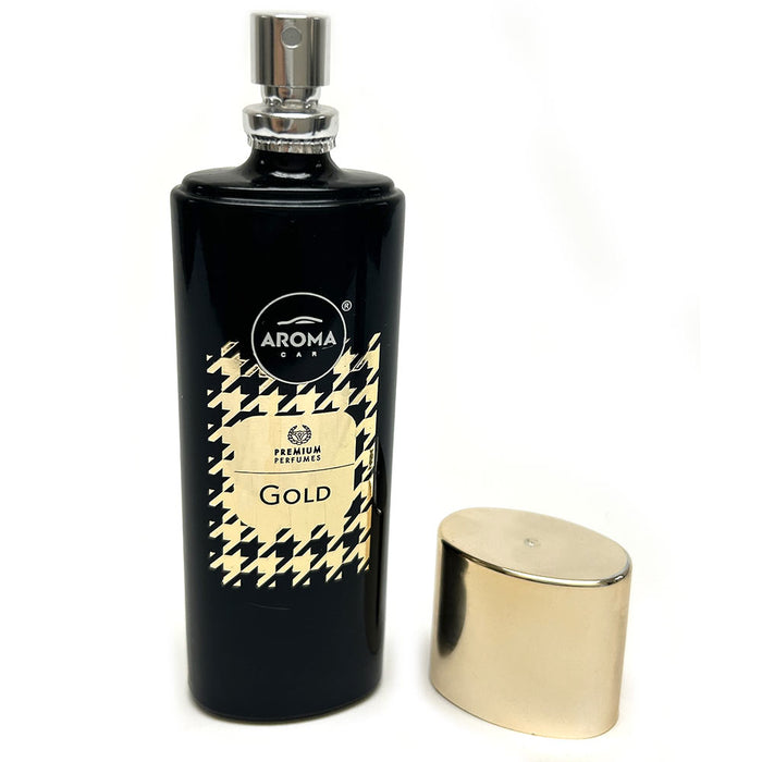 2 Luxury Car Air Freshener Spray Gold Black Fragrance European Scent Aroma 50ml
