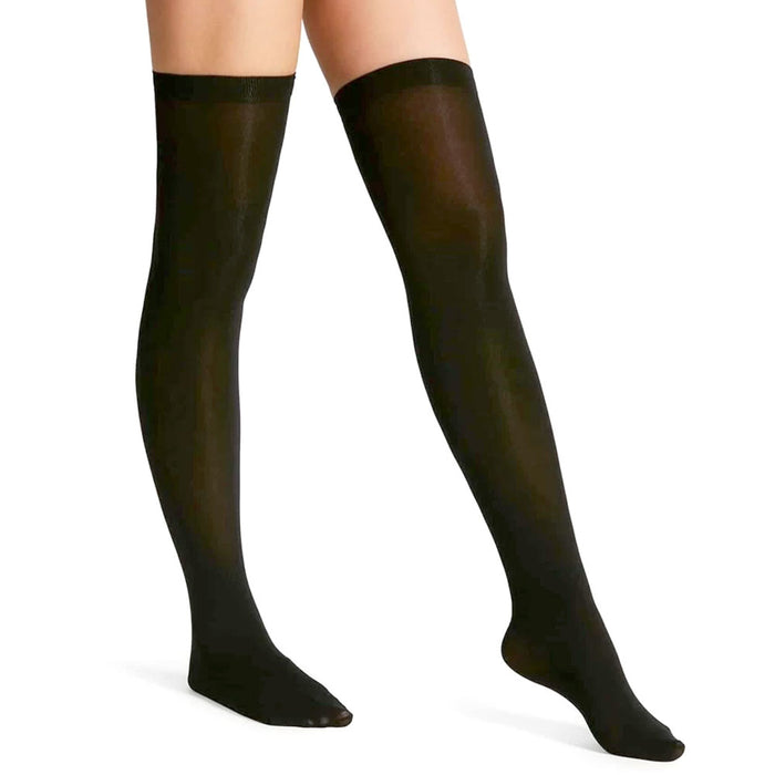 2 Pairs Women's Thigh High Socks Over The Knee Opaque Stockings Black One Size
