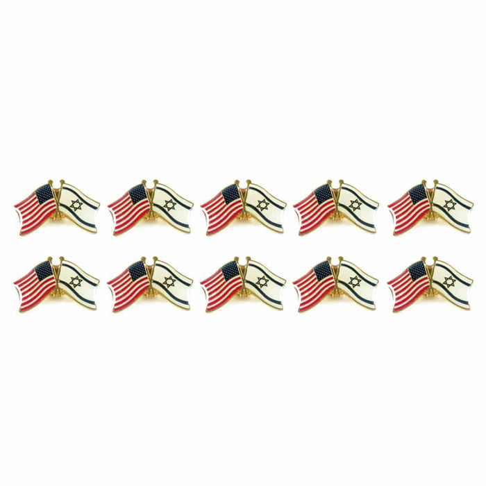 10 Israel USA Crossed Friendship Flag Lapel Pin Support Patriotic Enamel Badge
