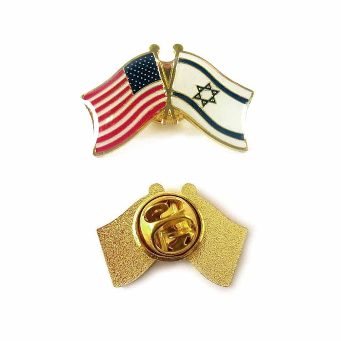 6 USA Israel Crossed Friendship Flag Enamel Lapel Pin Support Badge Patriotic