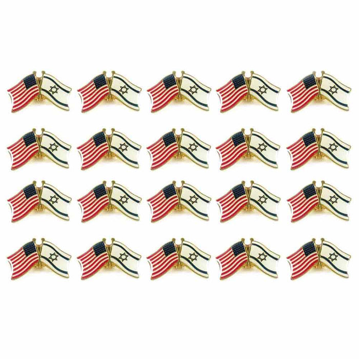 20 Israel USA Crossed Friendship Flag Lapel Pin Support Patriotic Enamel Badge