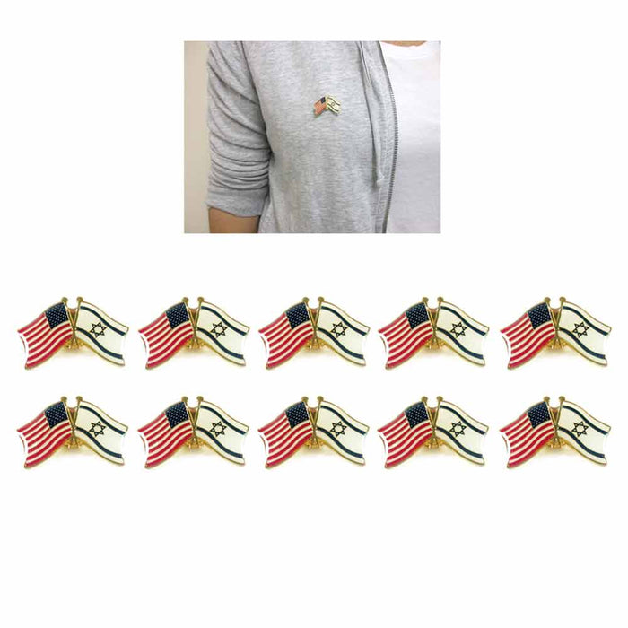 10 Israel USA Crossed Friendship Flag Lapel Pin Support Patriotic Enamel Badge