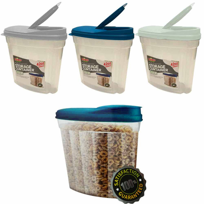 1 Cereal Container Dry Food Storage BPA-Free Plastic Pantry Rice Pasta Nut 42oz