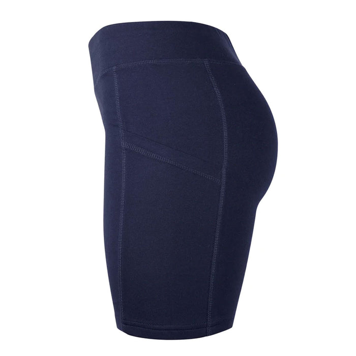 Women's Leggings Shorts w/ Pockets Athletic Running Exercise Sport Gym Navy S