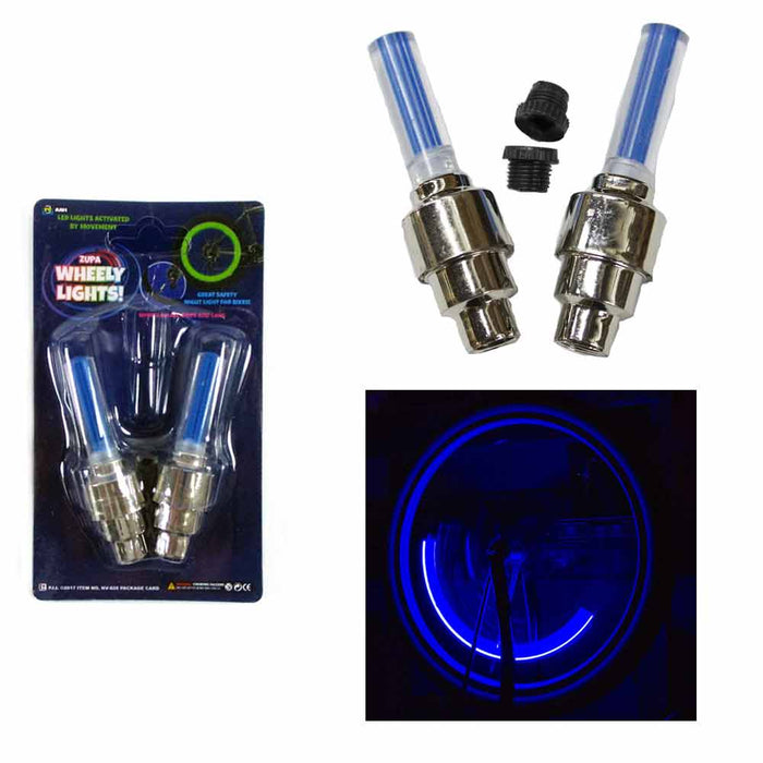 2PC Bike Wheel LED Lights Batteries Included Bright Visible Safe Tire Cap Colors