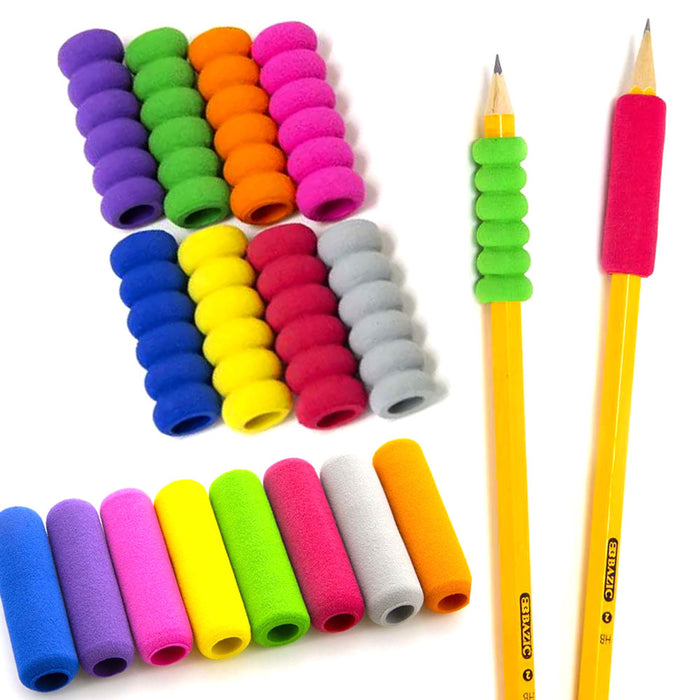 8 Pc Assorted Pencil Grips Pen Comfort Holder Soft Foam Groove Sponge School