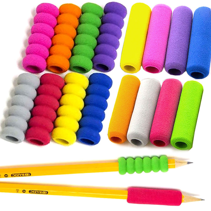 8 Pc Assorted Pencil Grips Pen Comfort Holder Soft Foam Groove Sponge School