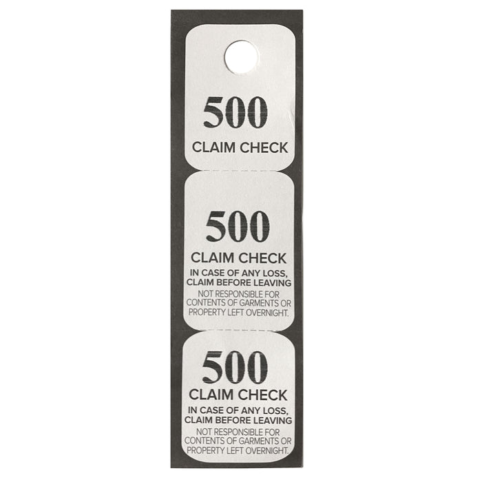 500 Triplicate Claim Checks 3 Part Paper Coat Room Tickets Number Tags Hang Coat