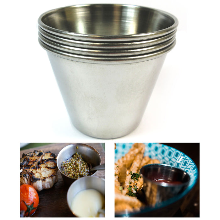 12ct Metal Sauce Cups Dish Condiment Stainless Steel Containers Dressing Dip 4oz