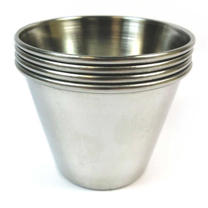 4 Pc Stainless Steel Sauce Cups Condiment Containers Dish Dipping Dressing 4 Oz