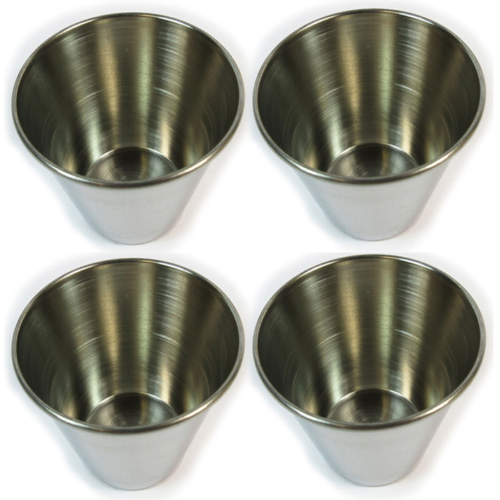 4 Pc Stainless Steel Sauce Cups Condiment Containers Dish Dipping Dressing 4 Oz