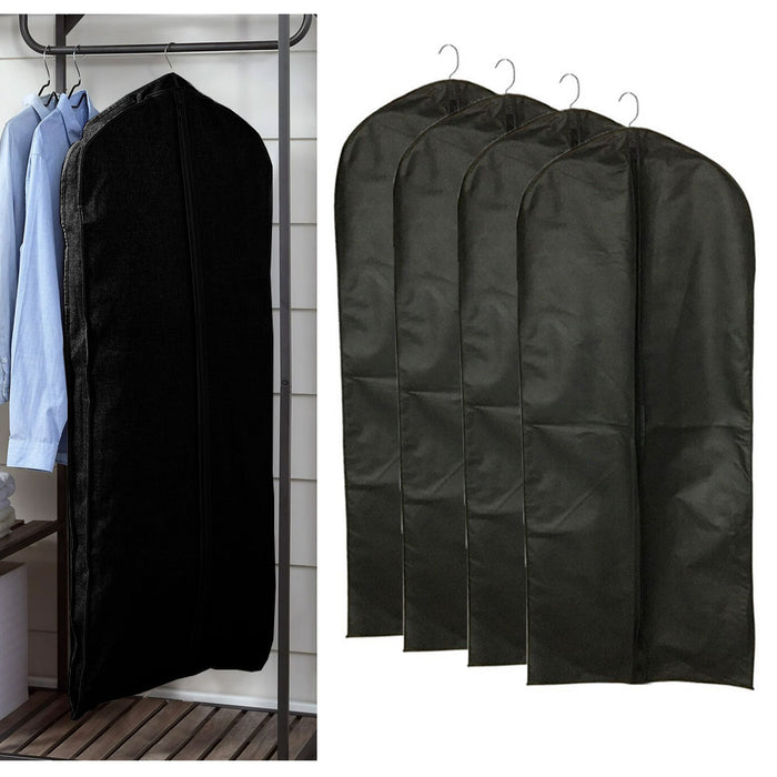 4 Pc Full Length Garment Bag 50"L Zippered Storage Travel Hang Suit Holder Dress