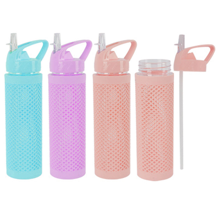 1 Sports Water Bottle Biking Wide Mouth Double Wall Flip Straw 700mL Travel Gym