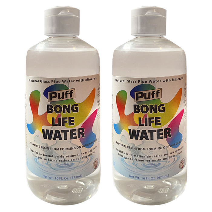 2 Bong Life Purified Water W/ Minerals 16oz Solution Clean Bubbler Pipe Resin
