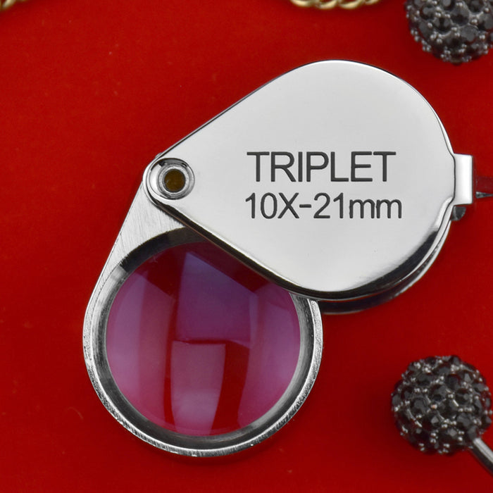 10 x 21mm Glass Magnifying  Loupe Magnifier Jeweler Eye Jewelry Pocket Loop Case