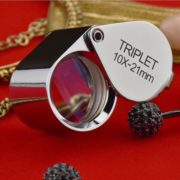 10 x 21mm Glass Magnifying  Loupe Magnifier Jeweler Eye Jewelry Pocket Loop Case