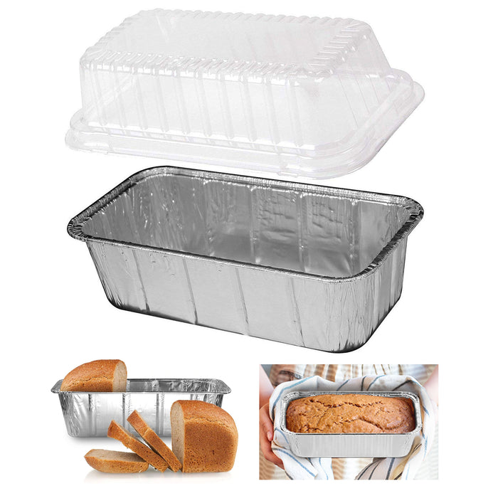 60Pc 2Lb Aluminum Loaf Pans Baking Disposable Tin Container With Lid Bread Mold