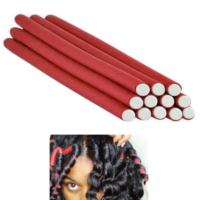 12 Pc Small Soft Foam Cushion Hair Rollers Curlers Flexi Rods Hair Care Styling